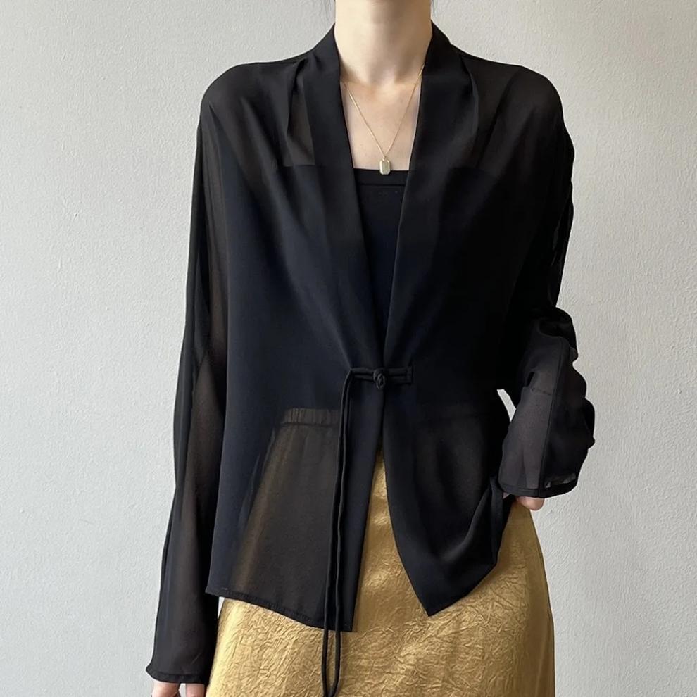 Chinese-style Sun-protective Solid-color Panel-button Flutter Sleeves
