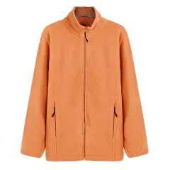 Winter Sports Zipper Polar Fleece Loose Sweater Coat - Turmeric - View 1
