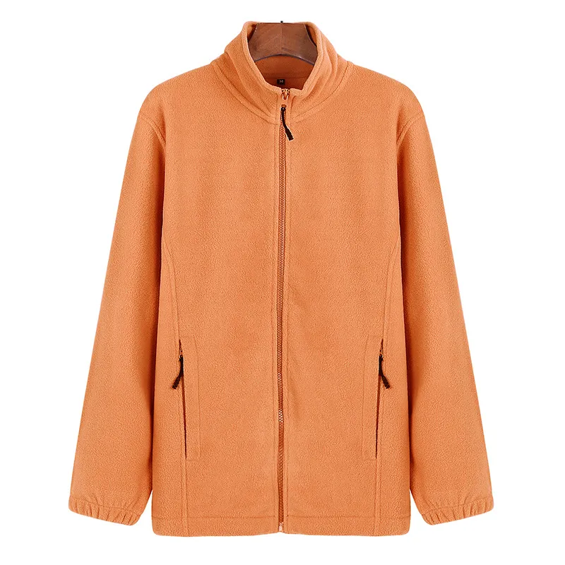Winter Sports Zipper Polar Fleece Loose Sweater Coat - Turmeric