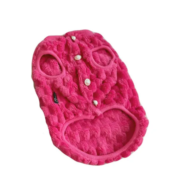 Pet Fashionable Coat Cat Dog Clothes Bullfight Corgi Warm Plush Vest Rose Red Without Necklace - Shop at LoveMi
