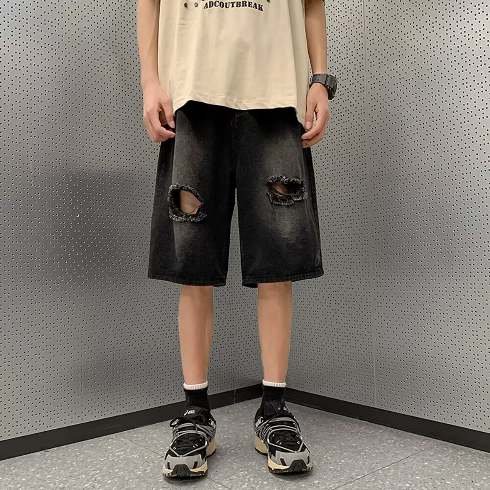 Straight Ruoshuai Casual Five-point Denim Men's Shorts