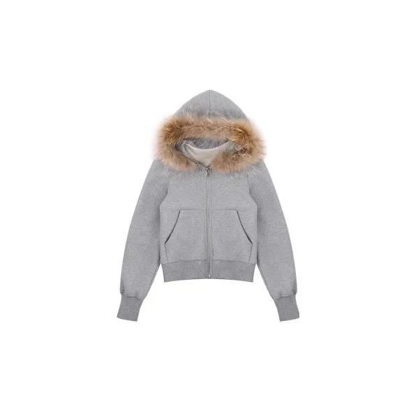 Vintage Gray Fleece Lined Warm Hooded Cardigan Top Gray - Shop at LoveMi