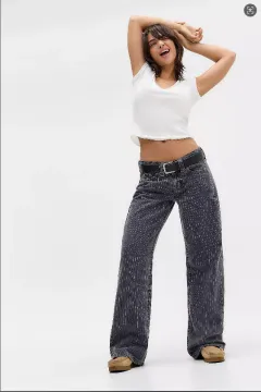 Women's Loose Retro Straight Striped Jeans - Grey - View 1