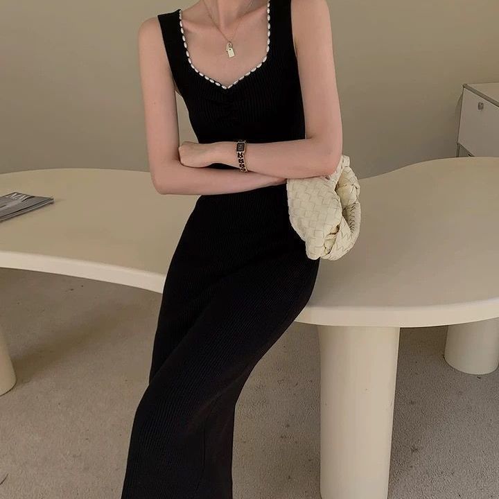 Niche Black Knitted Dress Women Black - Shop at LoveMi