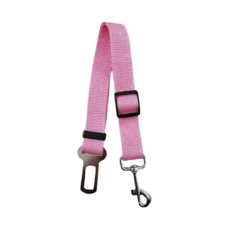 Pet Supplies Car Retractable Adjustable Safety Belt - Pink