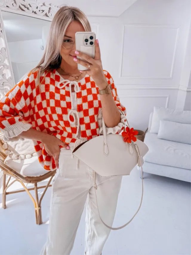 Women's Plaid Rope Long sleeved Sweater Red - Shop at LoveMi