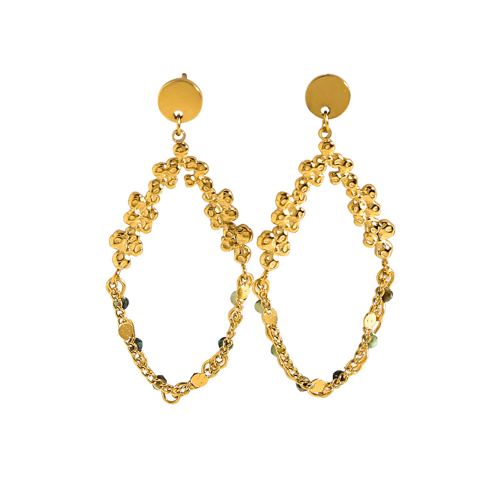 French Royal Style Beaded Carved Metal Ear Studs