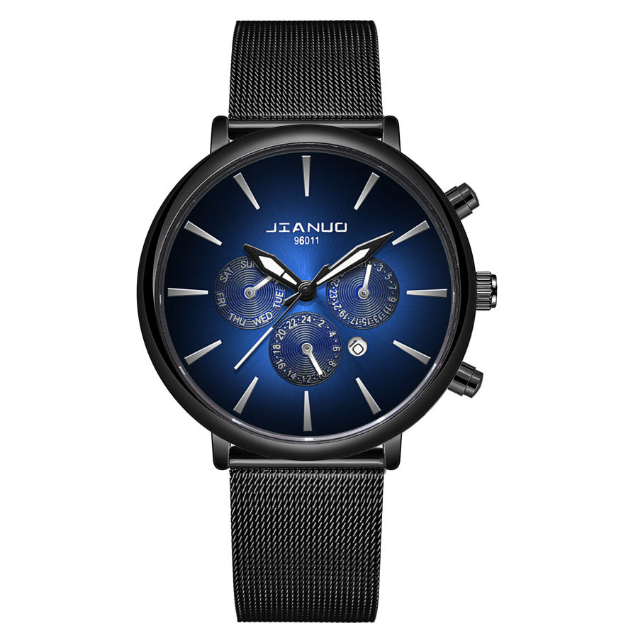 Mens Mesh-band Watch Fashionable Quartz Timepiece With Calendar Suitable For Business And Casual Occasions 5