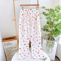 Straight Cotton Loose Home Pants Pyjama Pants With Pockets Can Be Worn Outside - Rose - View 1
