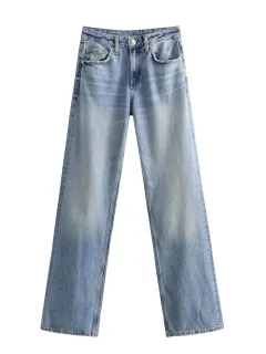 Autumn And Winter Jeans High Waist Straight Pants Women's Wide-leg Pants - Indigo - View 1