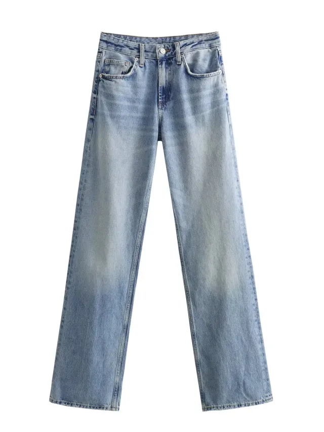 Autumn And Winter Jeans High Waist Straight Pants Women's Wide leg Pants Indigo - Shop at LoveMi
