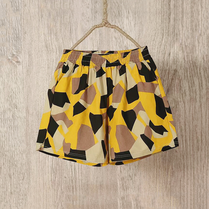 Geometric Yellow Shorts