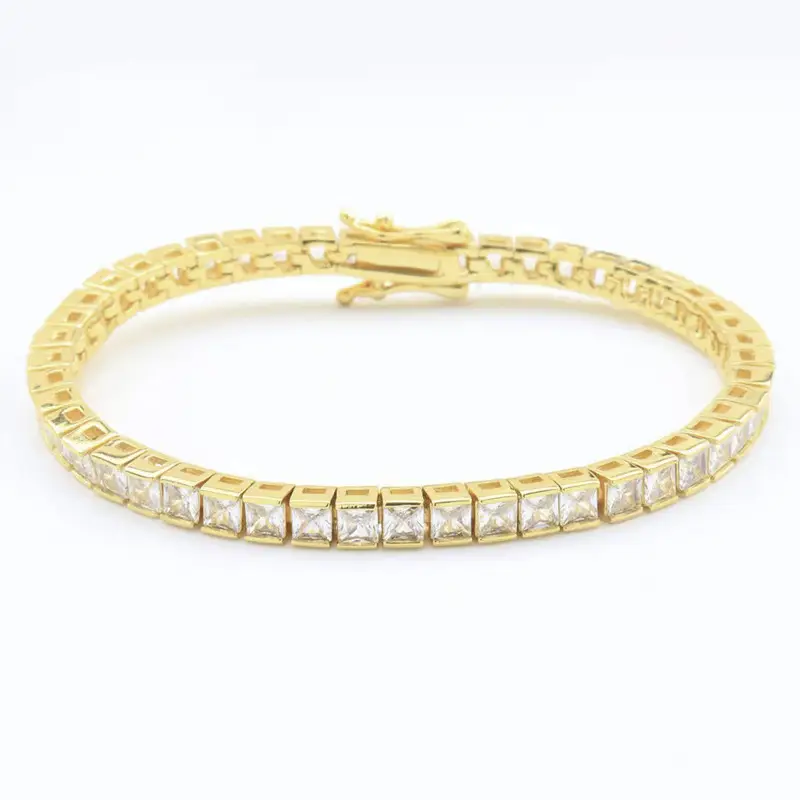 Hip Hop Bracelet Square Zircon Tennis Bracelet