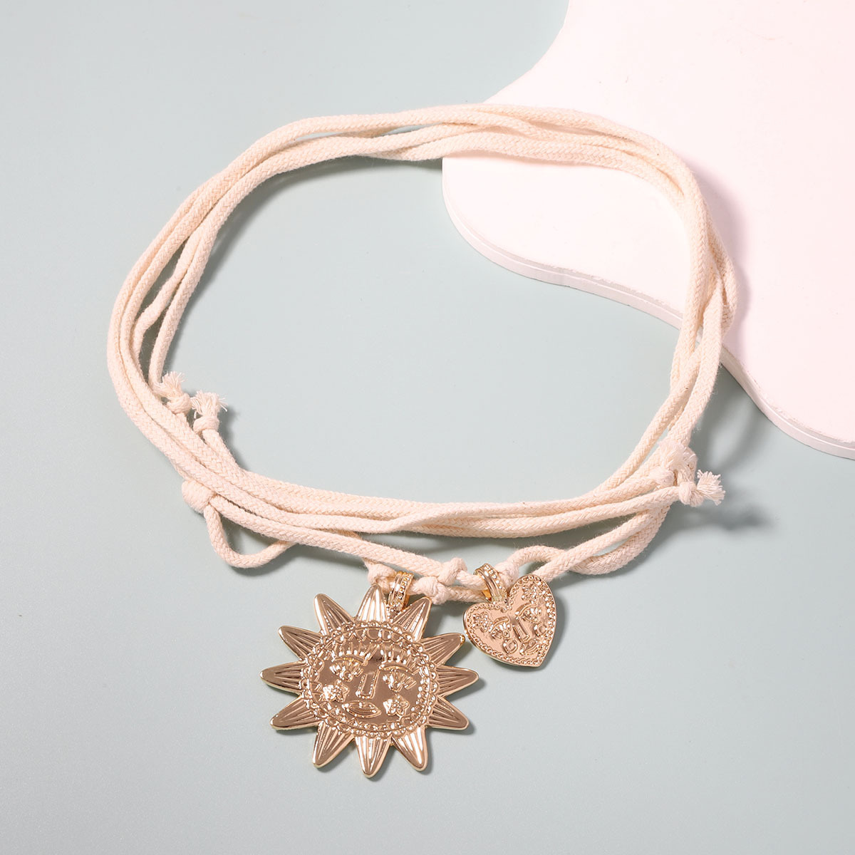Casual Ins Style Gold Sun Love Heart Necklace