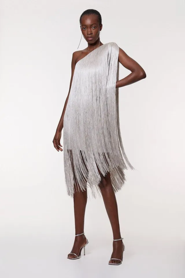 Sleek And Playful Tassel Skirt Party Dress White - Shop at LoveMi