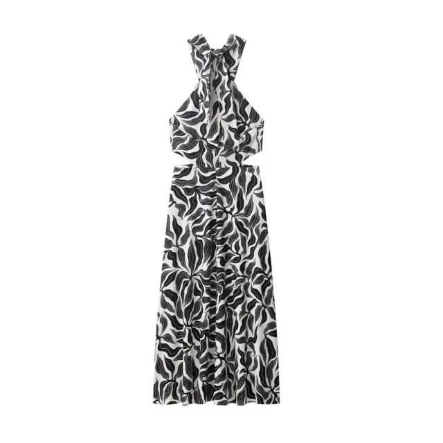 Linen Blended Hanging Collar Women's Dress - Shop at LoveMi