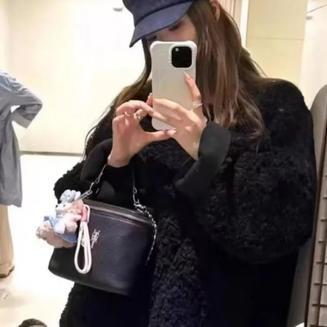 Womens Fluffy Alpaca fleece Wind And Down proof Jacketstylish And Captivating Black - Shop at LoveMi
