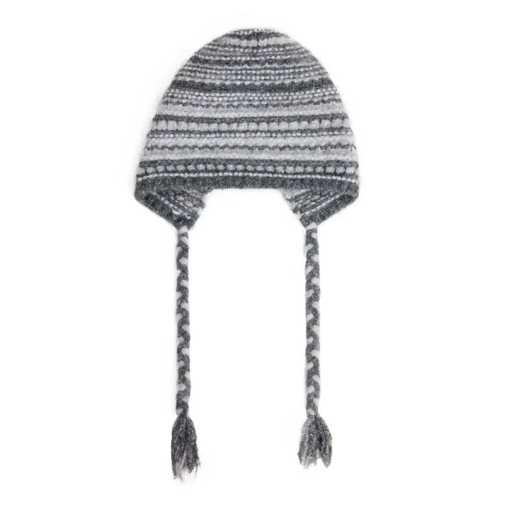 Retro Knit Beanie Women's Warm Wool Hat - Gray