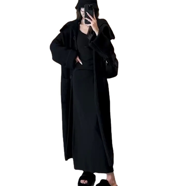 Mid-length Over-the-knee Loose Sweater Coat