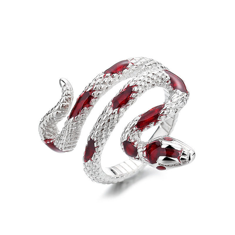 Special-interest Design Snake Enamel Drop Oil Open Ring