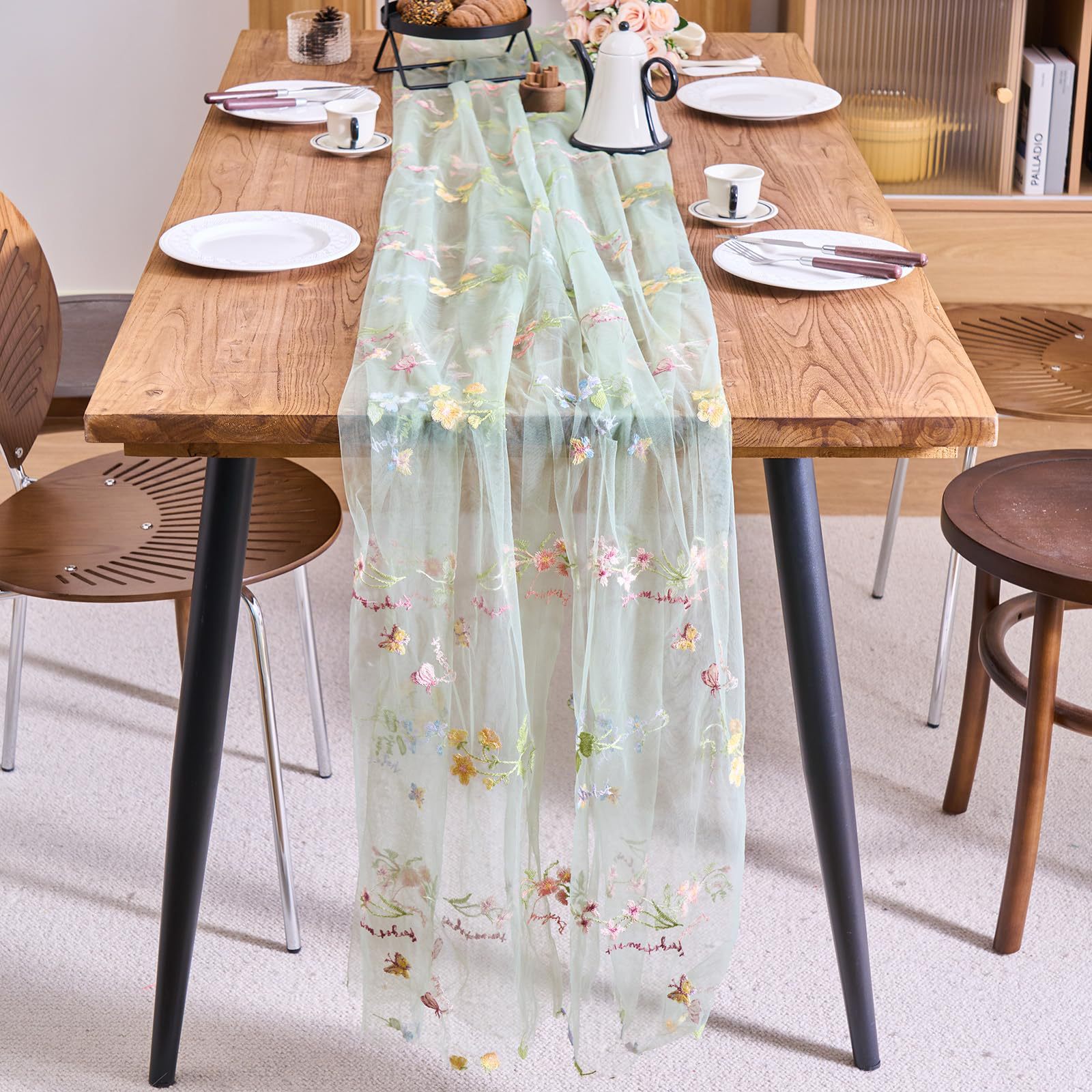 Mesh Butterfly Embroidery Spring Flowers Fresh Pas