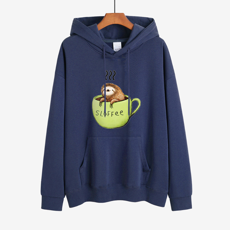 Cute Cup Sloth Printed Casual Sweatshirt