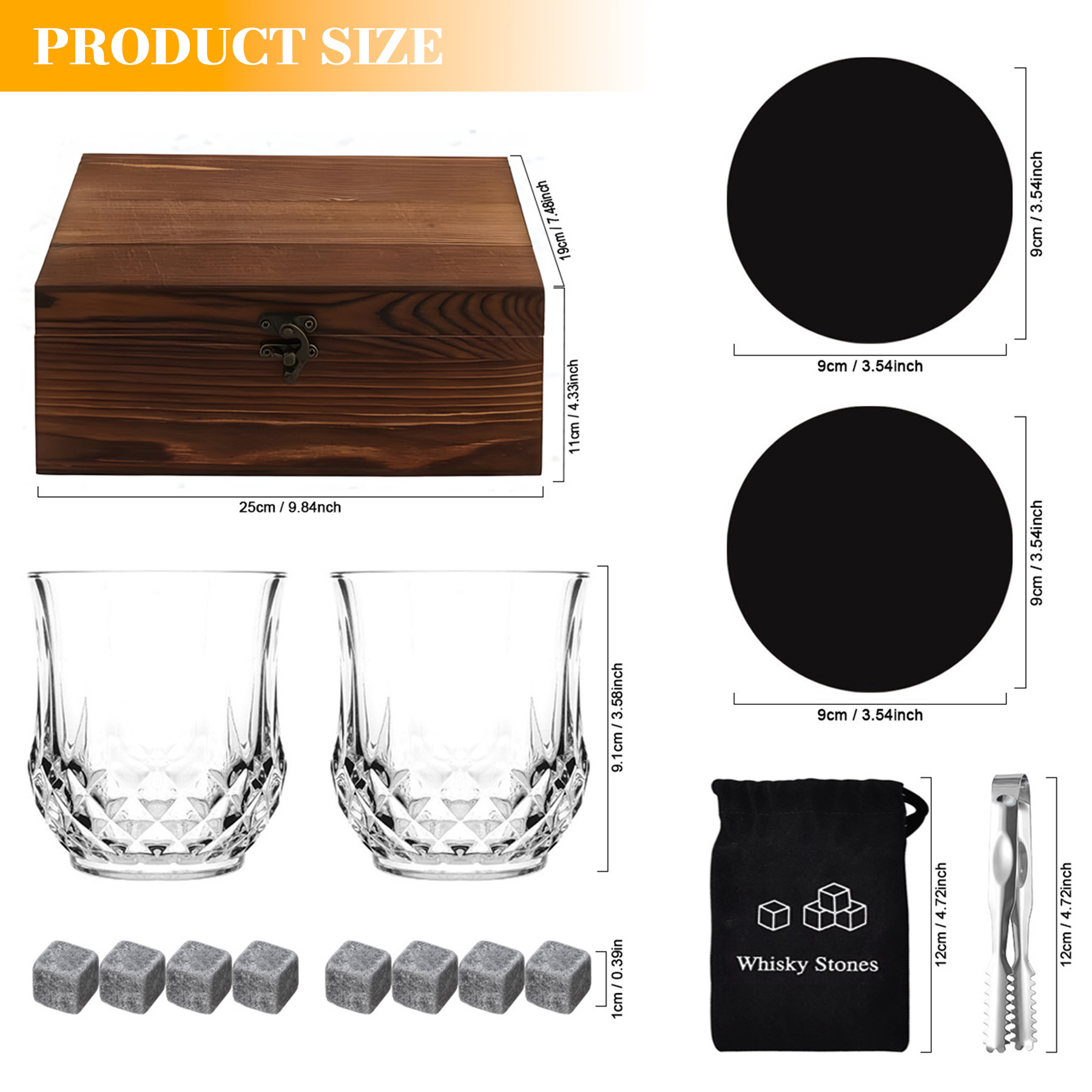 2Cup 8Stone Gift Box Granite Ice Stone Set