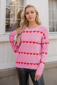 Valentine's Day Love Pullover Women's Knitwear - Pink - View 1