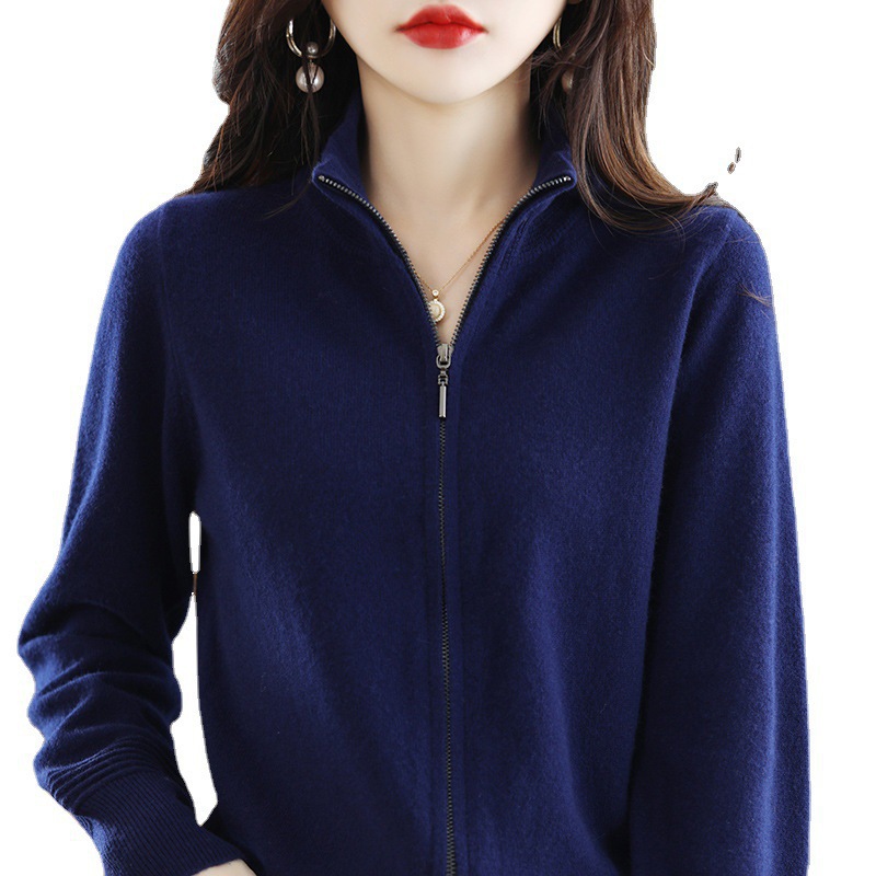 Women's Zipper Knitted Cardigan Loose Temperament Coat
