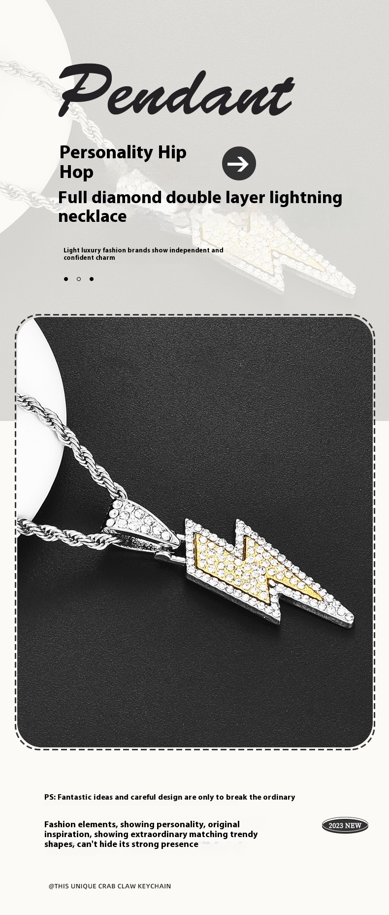 Hip Hop Accessories Double Layer Lightning Necklace