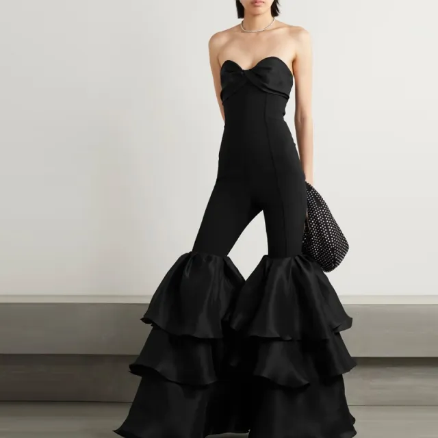 Bandage Jumpsuit European And American Women's Clothing Fashion Tube Top Cake Leg Banquet Party Jumpsuit Black - Shop at LoveMi