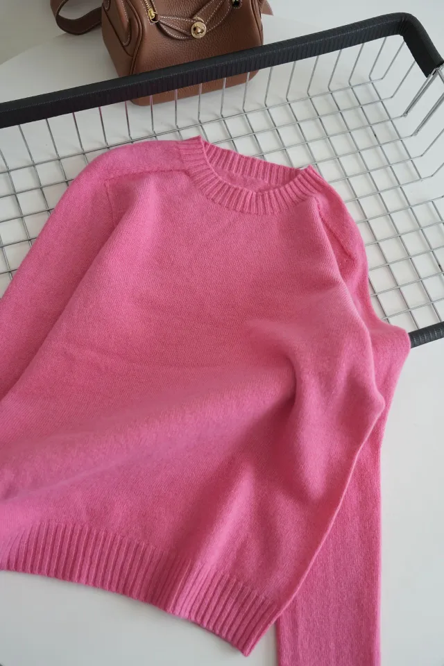 Women's Pure Wool Soft Glutinous Sweater Loose Pullover Rouge Pink - Shop at LoveMi