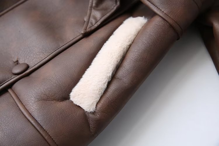 Title 7, Fashion Cashmere Leather Fur Collar Composite B...