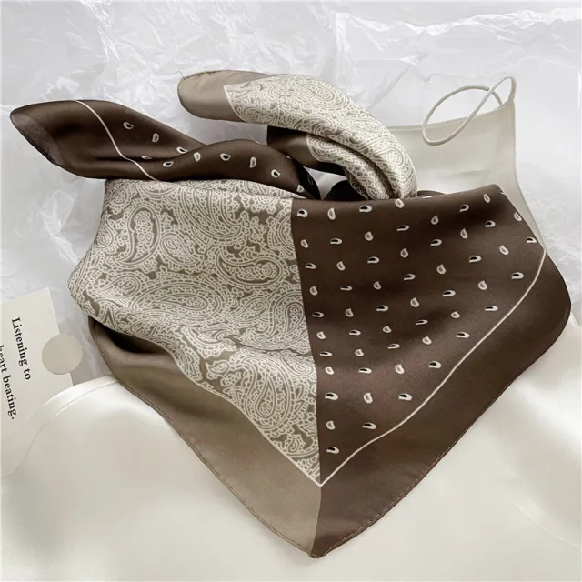 Female Creative Retro Versatile Printed Scarf Coffee Khaki Paisley - Shop at LoveMi