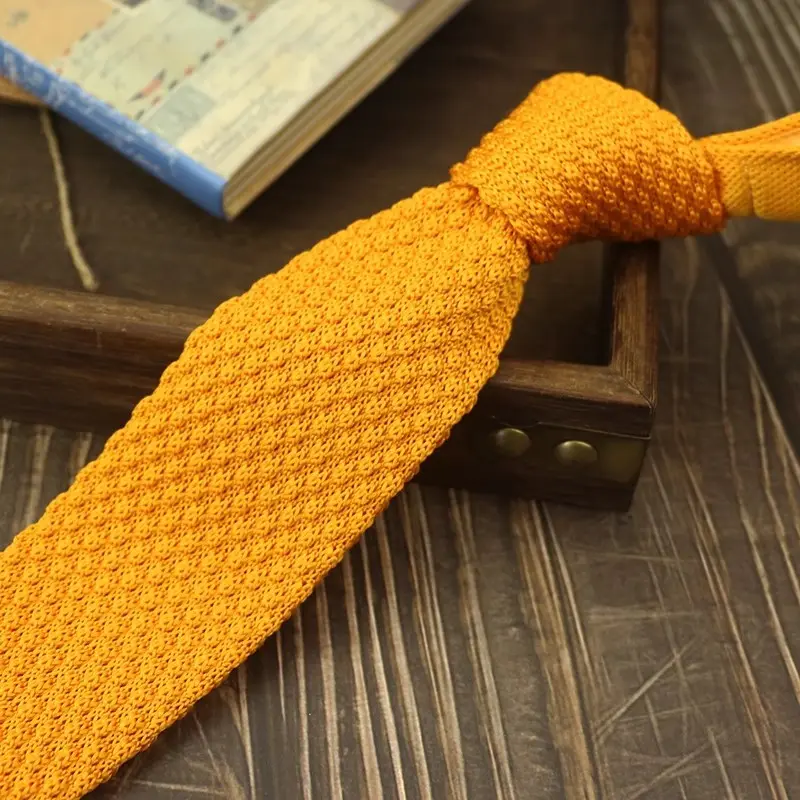 Narrow Woolen College Style Knitted Tie for Men
