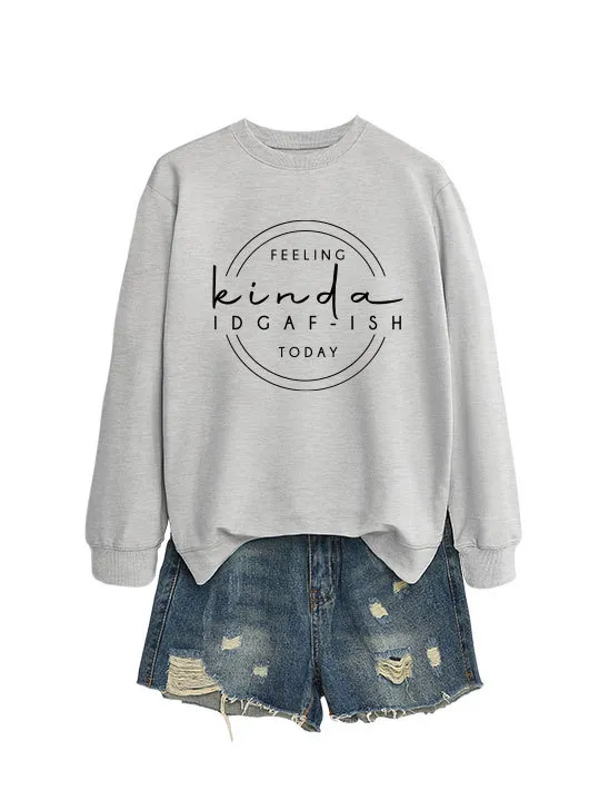 Elegant Women's Round Neck Long sleeved Sweater Gray Black Font - Shop at LoveMi