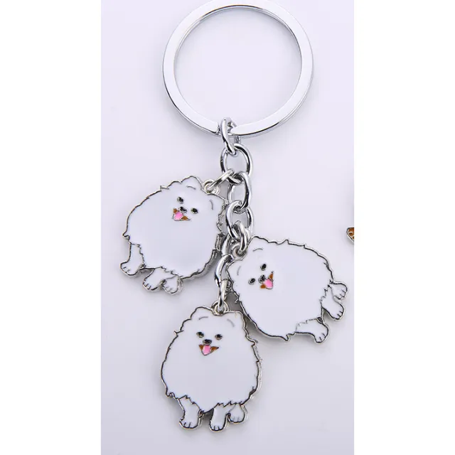 Pet Dog Car Key Ring Creative Metal Keychains White String - Shop at LoveMi