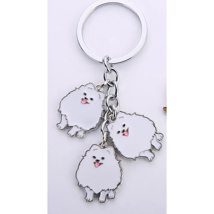 Pet Dog Car Key Ring Creative Metal Keychains - White String