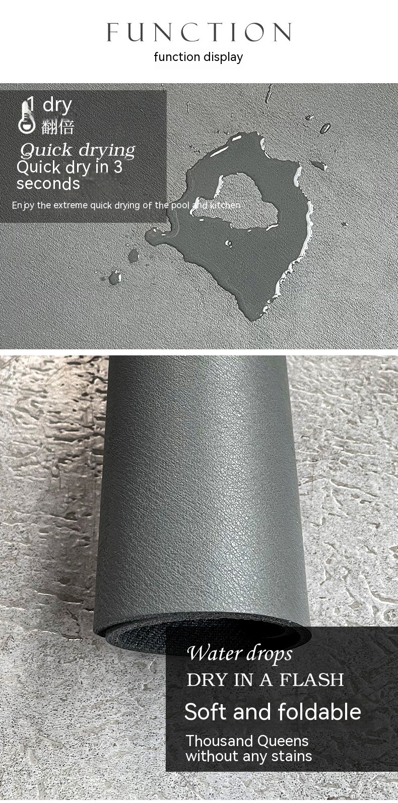 PU Leather Kitchen Countertop Draining Bar Table Insulation Bowl Plate Pot Absorbent Bathroom Mat