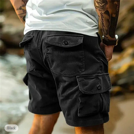 Summer Casual Corduroy Loose-fit Stretch-waist Multi-pocket Pants