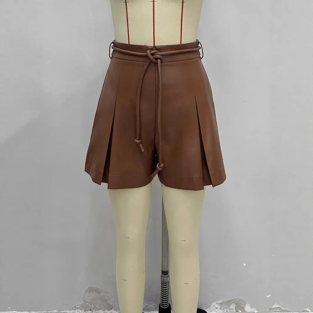 Womens Stylish Belted Waist-cinching Shorts Skirt