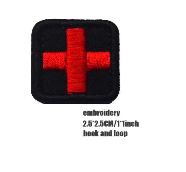 Cross Tactical Medical Badge Emergency Rescue Backpack Chapter Embroidery Velcro Label V001155 Black Edge - Shop at LoveMi