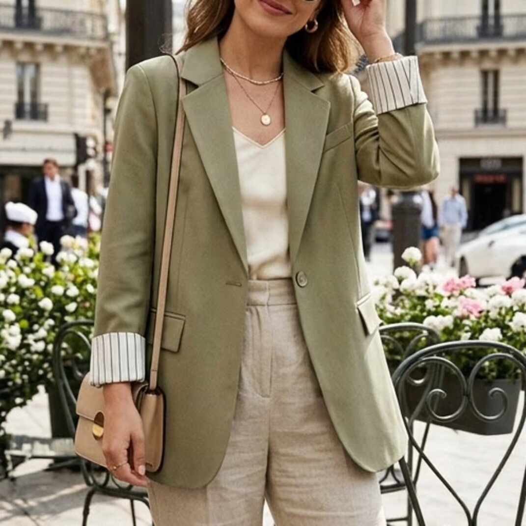 European And American Commuter Casual Solid-Color Blazer