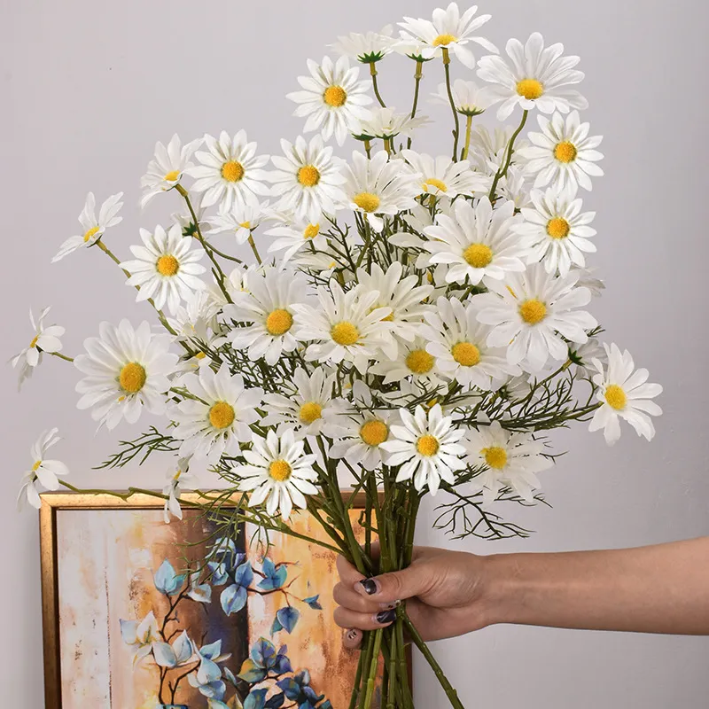 Home Decoration 5 Heads New York Aster Artificial Flowers - White