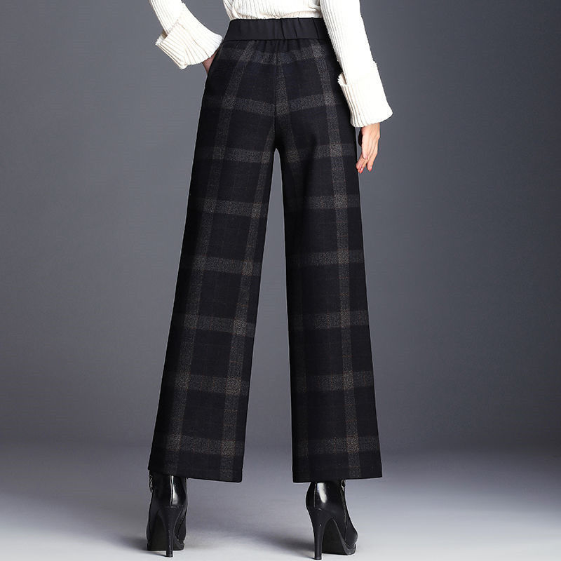 Women's Woolen Loose-fit Straight-leg Casual Pants