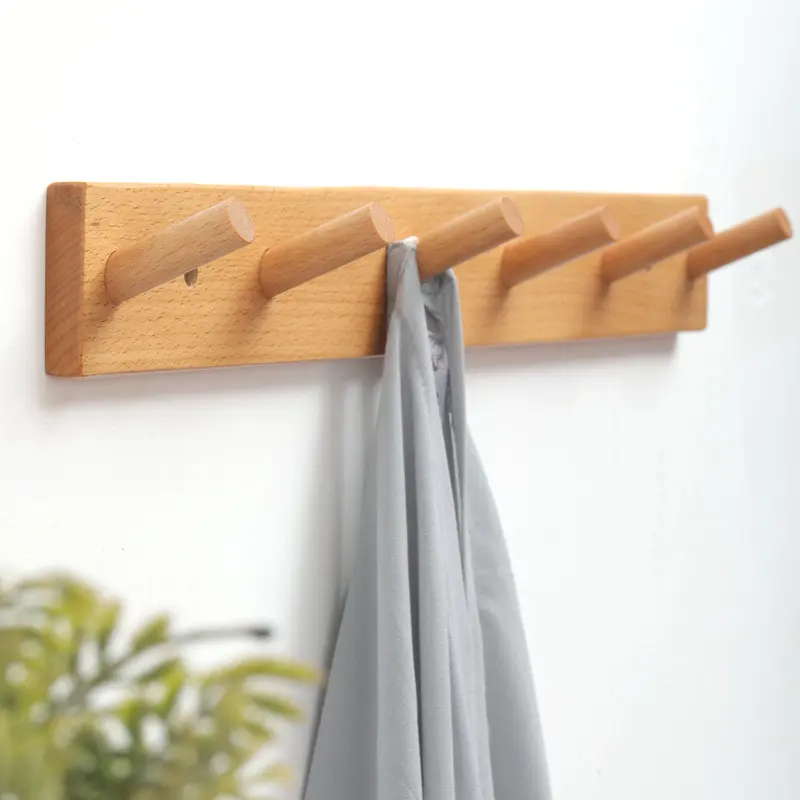 Clothes Hanging Rack Solid Wood Hook Strong
