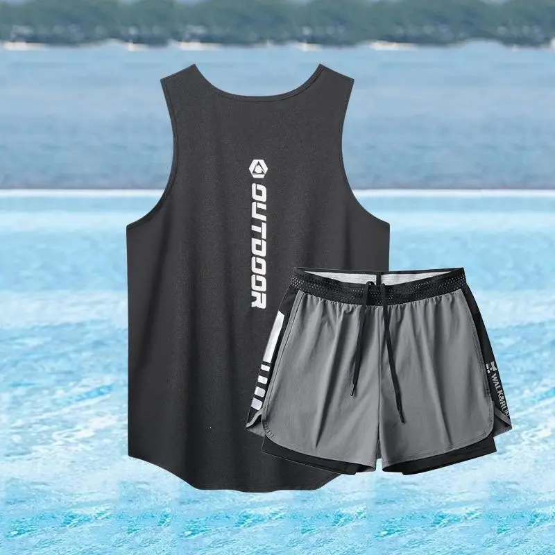 Mens Quick-Dry Top And Shorts Two-Piece Set