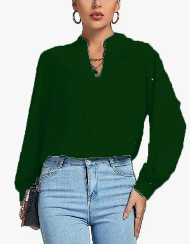 Women's Loose Shirt Shirt Top Green - Shop at LoveMi