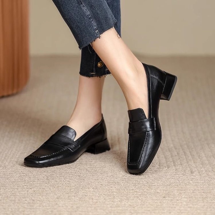 Womens Square-toe Low-cut Loafers