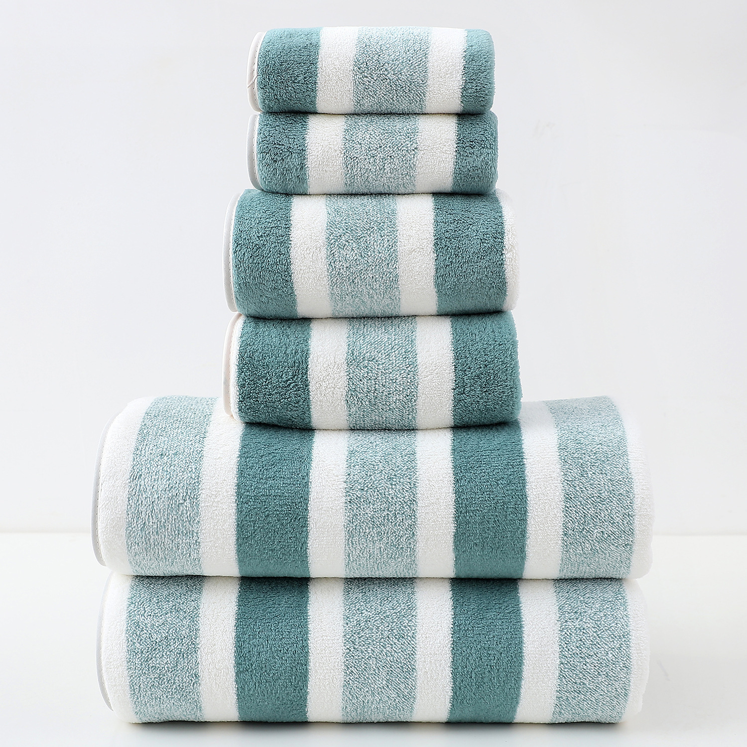 Wide And Narrow Striped Towel Set Coral Fleece Bath Towel